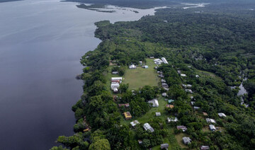 Aerial view of the Terra Preta Indigenous community located at the Sustainable Development Reserve in Brazil. (AFP)